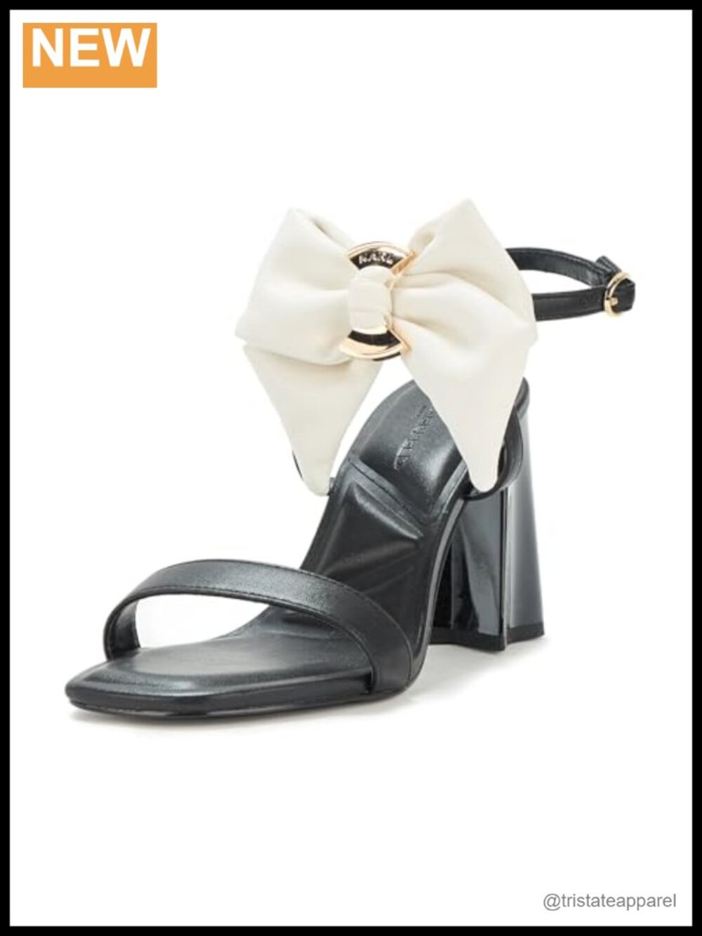 Strappy Dress Heel with Bow Block Heel Leather Sandal
